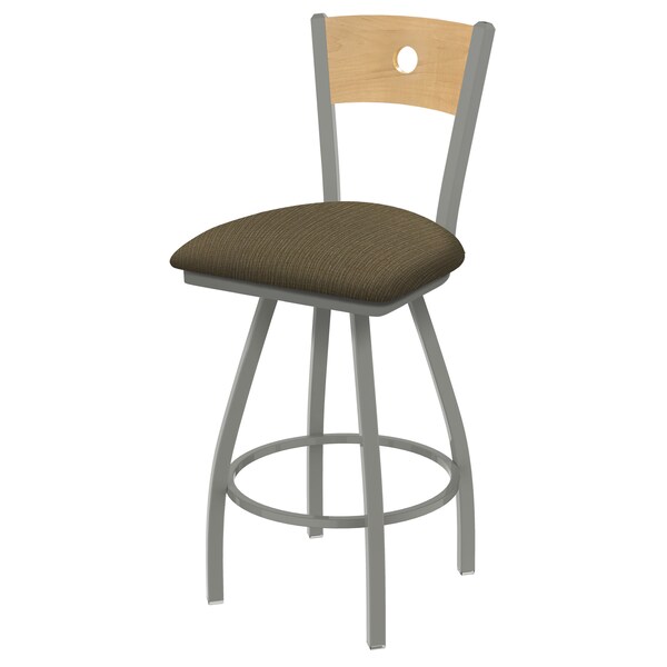 30" Swivel Counter Stool, SS Finish, Nat Back, Graph Cork Seat